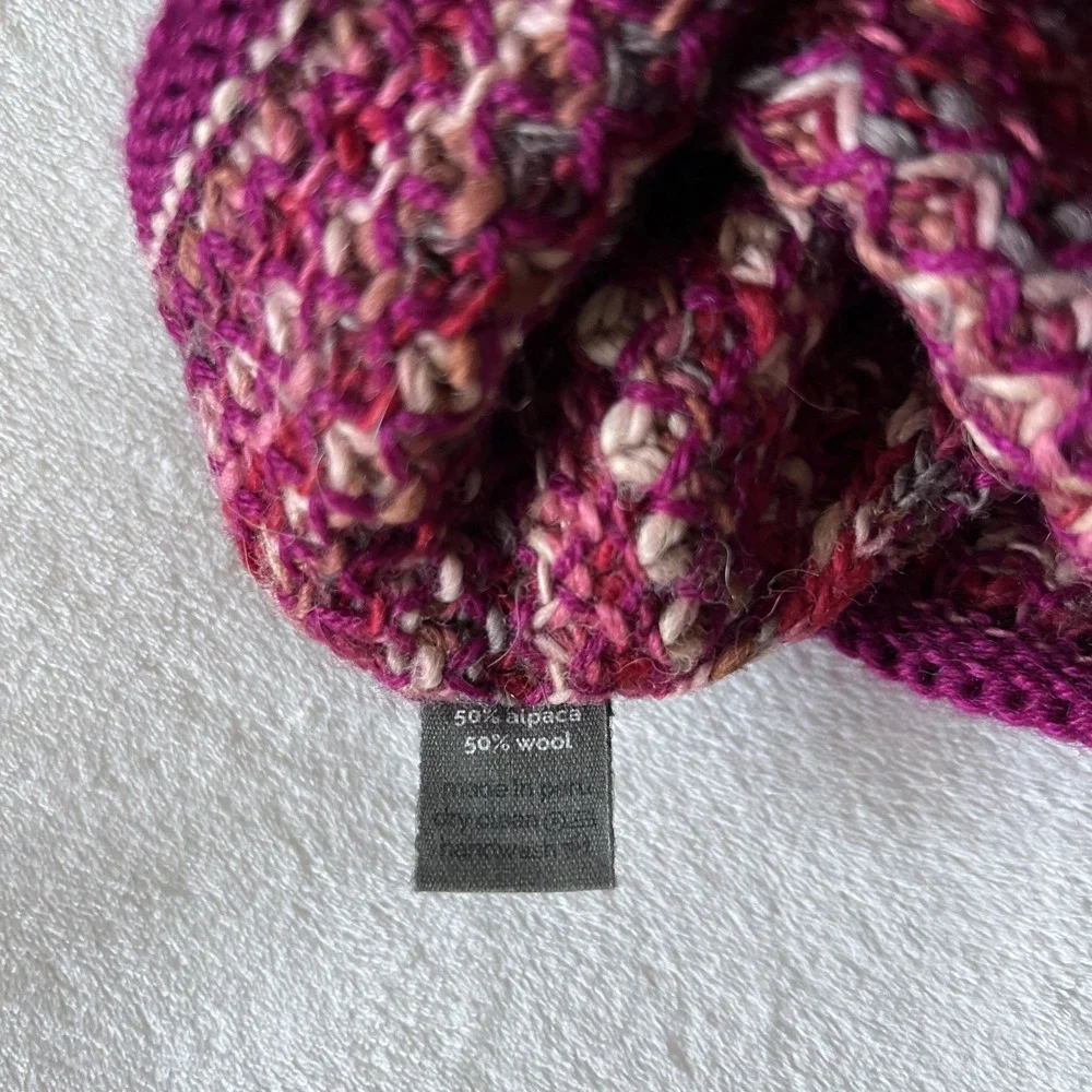 Shupaca Kids Alpaca Wool Beanie Hat w/ Pom NWT Fuchsia Pink Braided Knit Luxury
